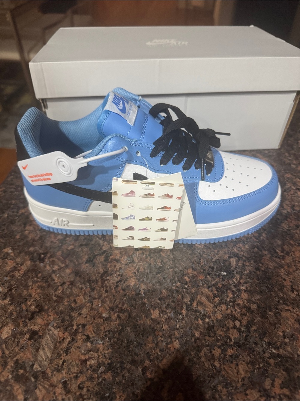 Nike Men’s Air Force Ones — Sky Blue, White & Black/7.5